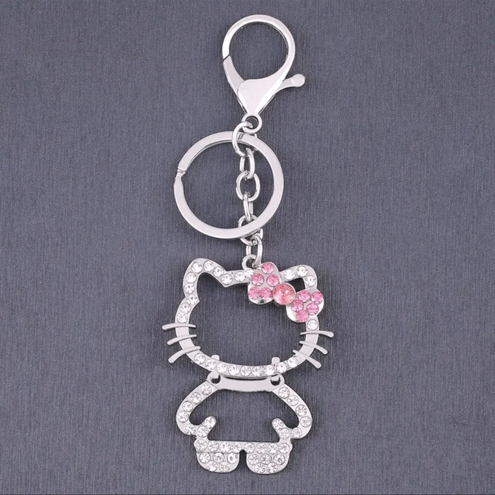 Hello Kitty Sanrio Kawaii cute crystal masonry Keychain/Bag Charm, Crystal Alloy